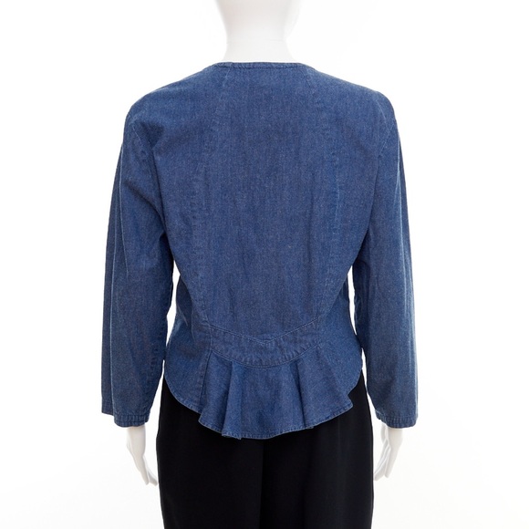 90’s embroidered denim shirt / approx Large - Picture 7 of 8